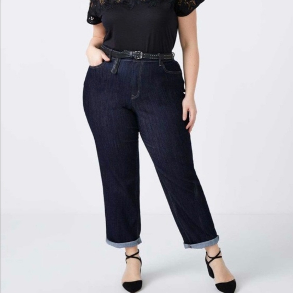 Penningtons D/C Straight Leg Jeans Straight Dark Wash Stretch Denim Plus Size 30